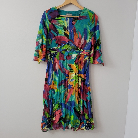 Graphic Print Boho Crepe Lightweight Dress - Picture 2 of 12